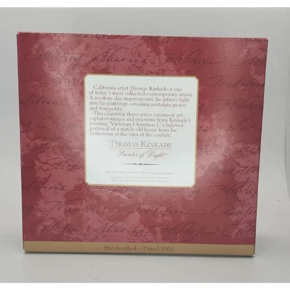 2001 Hallmark Victorian Christmas Memories Thomas Kinkade‎ 3 Ornaments Box U236